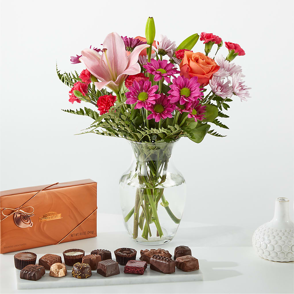 Light of My Life Bouquet and Chocolate Bundle – Gainesville Floral Exchange, Gainesville FL