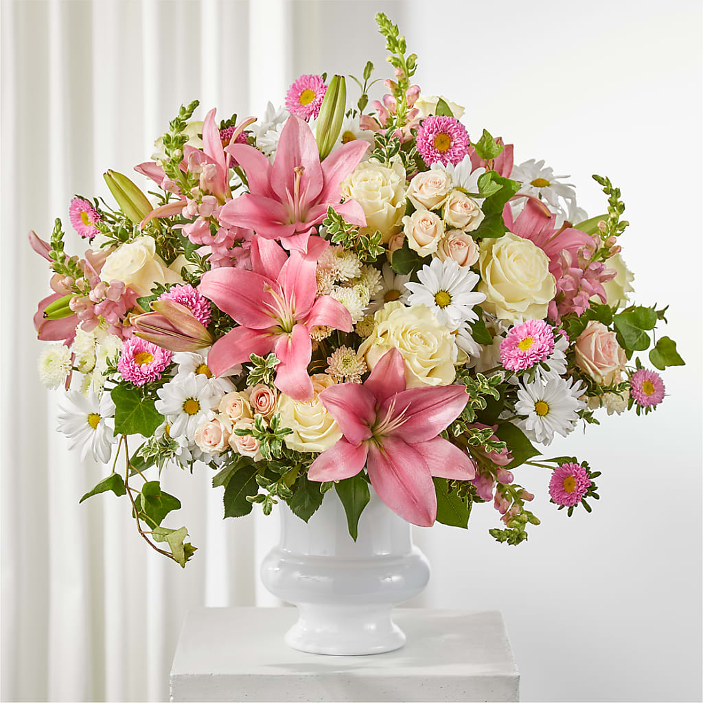 Empathetic Blooms Urn Arrangement – Gainesville Floral Exchange, Gainesville FL
