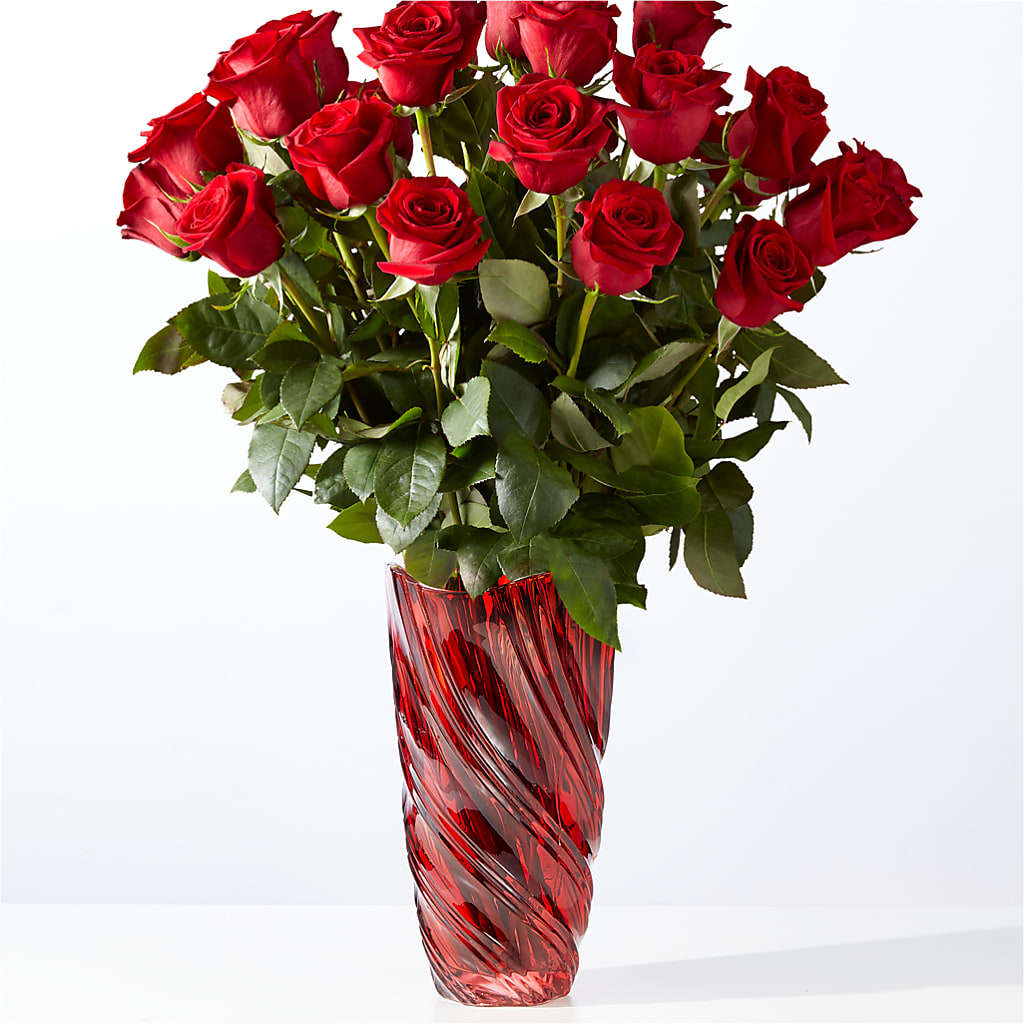 Classic Love Red Rose Bouquet with Luxe Swirl Vase – Gainesville Floral Exchange, Gainesville FL
