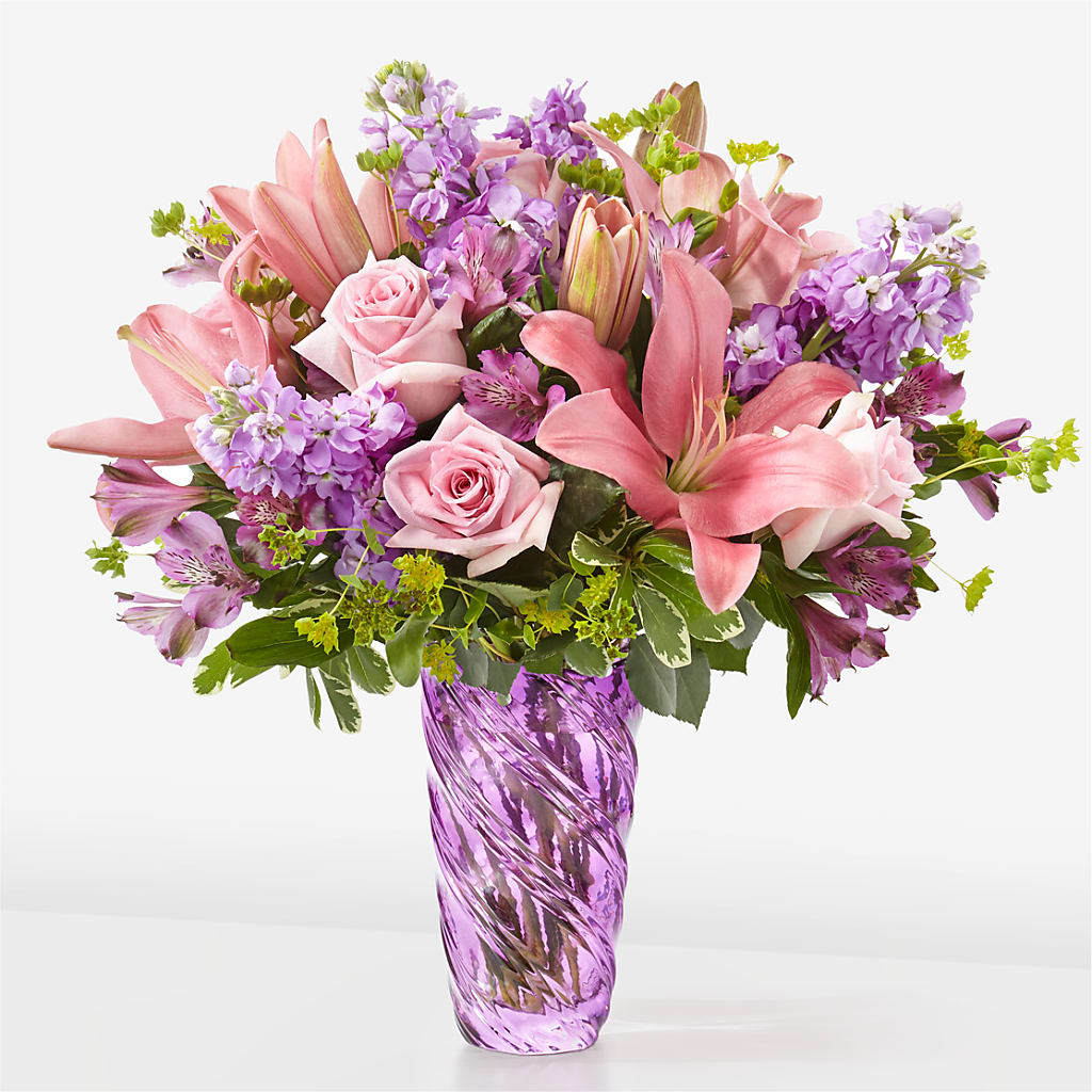 Precious Petals Bouquet with Luxe Swirl Vase – Gainesville Floral Exchange, Gainesville FL
