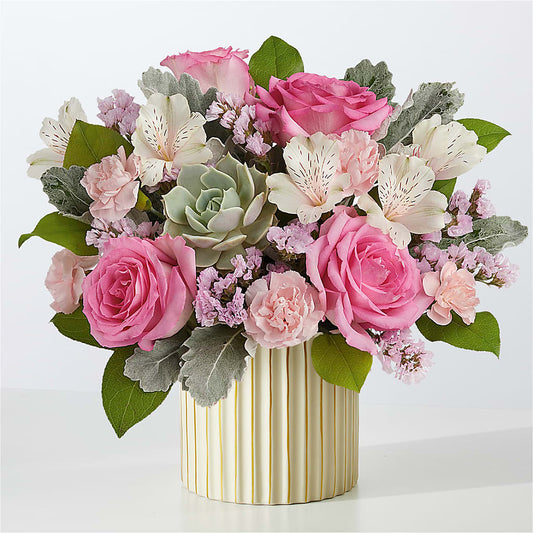 Dusty Rose Bouquet with Ivory Vase –  Gainesville Floral Exchange, Gainesville FL