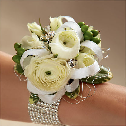 White Wedding Corsage –  Gainesville Floral Exchange, Gainesville FL